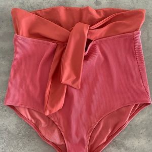 High waisted orange swimsuit